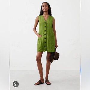 NWT Banana Republic factory LINEN-BLEND BUTTON-FRONT MINI DRESS